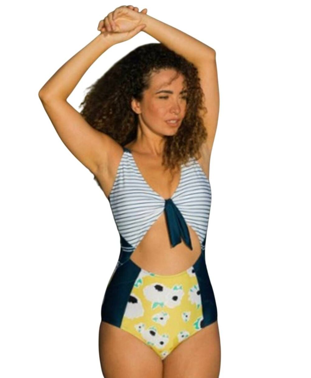 Nani High Tide One Piece Swimsuit NWT Size M Mara Floral Stripe Pocket